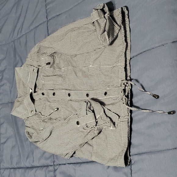 Christopher & Banks button front cinched waist shirt jacket 100% cotton - Picture 4 of 14